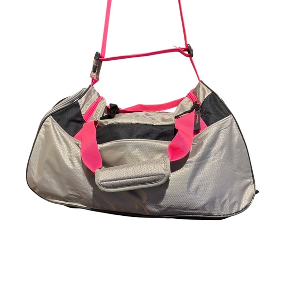 Adidas Girls Rule Squad Duffel Bag Gym Sport Travel Pink Gray Silver - Picture 2 of 10